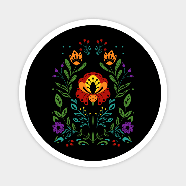 Bold Floral Folkart Magnet by aliwishes